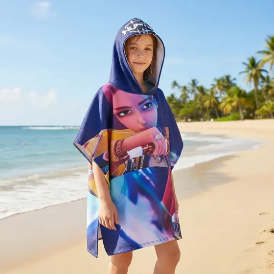 Poncho Toalla Infantil Con Capucha Varios Personajes