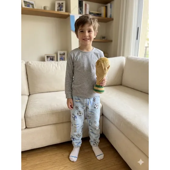 Pantalón Pijama Polar Soft Infantil Argentina Mundial 2026