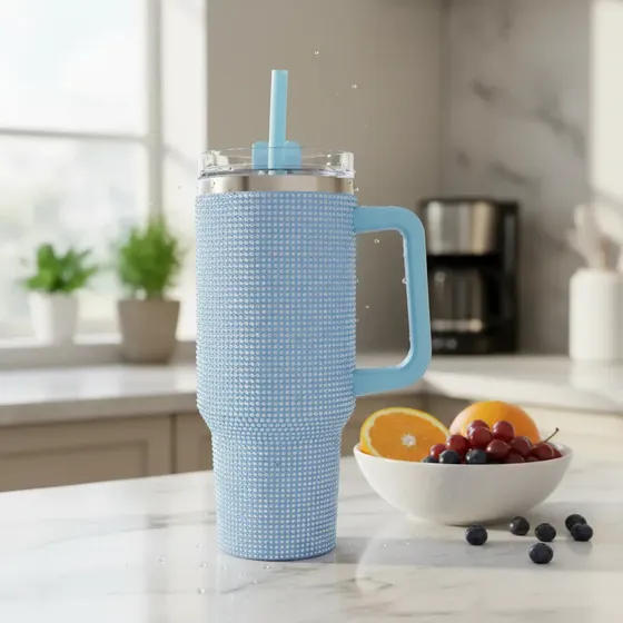 Vaso Termico Quencher Acero Inox. Strass Brillante 1200ml