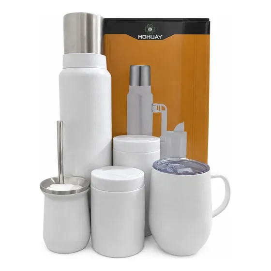 Set Matero Termo Acero Inoxidable +vaso Antiderrame Térmico