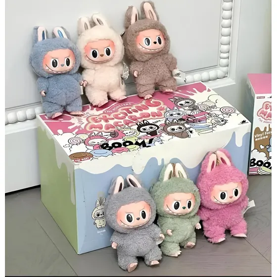 Labubu Macaron Caja X 6 Sorpresa Peluche Llavero Musica Luz