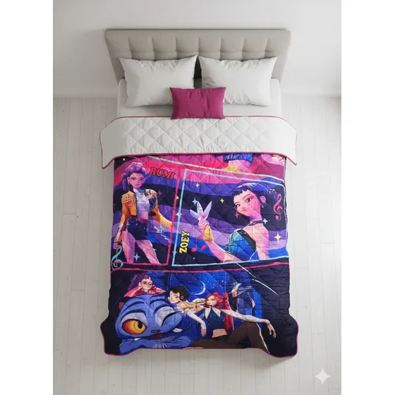 Cubrecama Infantil Guerreras Kpop Demon Hunters De 1 Plaza