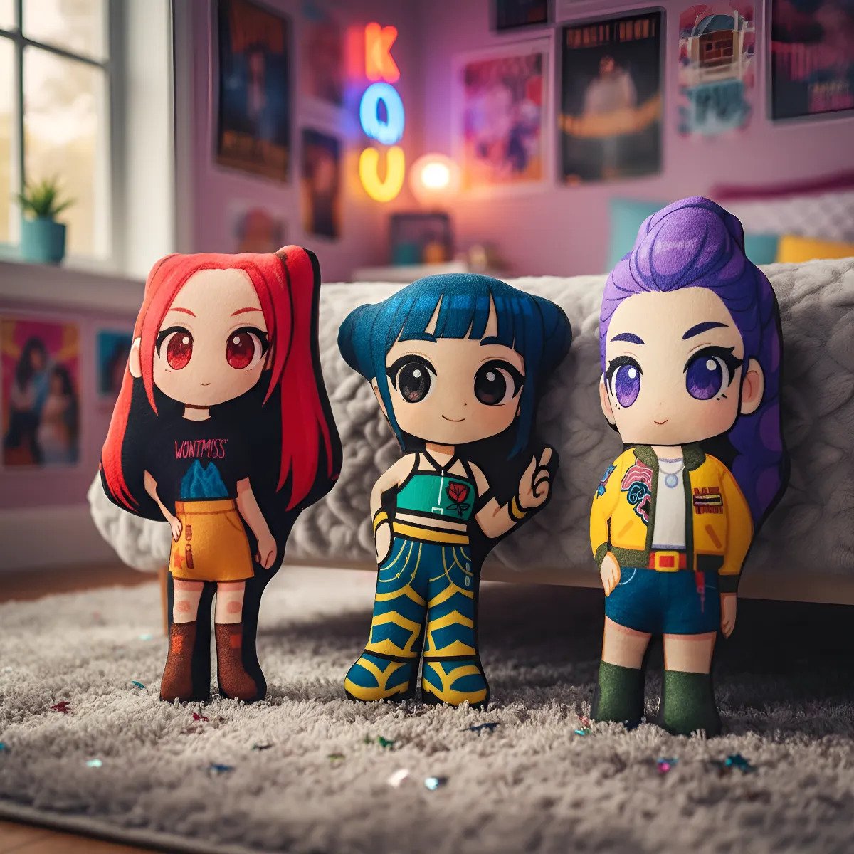Peluche Plush Almohadita Guerreras K-pop X 3 Demon Huntrix